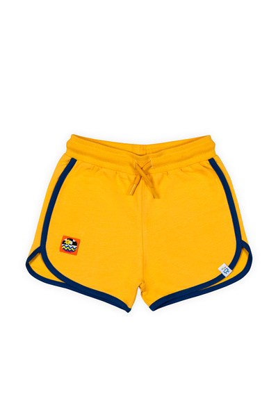 Çocuk Retro Model Mavi Biyeli Kısa Şort - Mango (Turuncu Kordonlu)