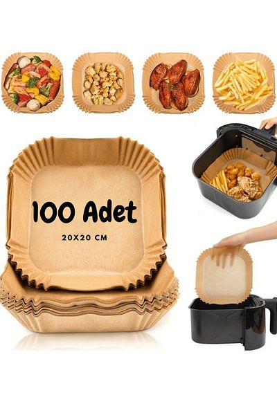 BRE HOME Airfryer Compatible Baking Paper 100 Pcs |   20X20 cm |   Oil Proof - Practical Use Square