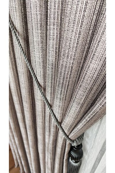 Yuka Linen Textured Gray Lurex Multicolor Gray Black Panel Background Curtain Heavy Weight Single Wing Closely Pleated