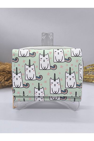Ece Takı Aksesuar Patterned Paper Children's Small Size Wallet with Money and Coin Compartments