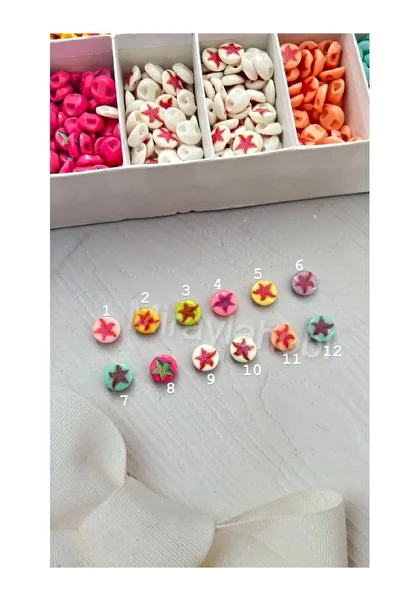 miraylahobi Baby Button Starfish Model 15mm (1.5cm) 24 Pieces Mixed Color