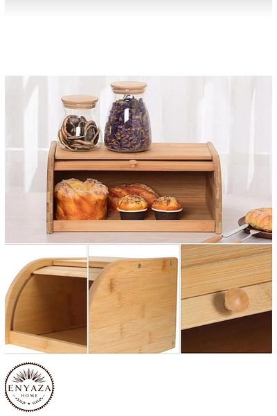ENYAZA(2024) Bamboo Bread Cabinet Bread Box Retractable Bamboo Bread Bowl Bread Storage Box