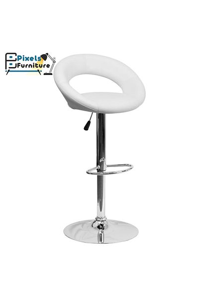 PixelsFurniture Set of 2 Pixel Furniture Bar Stools Adjustable Modern Design Swivel Leather Backrest Footrest