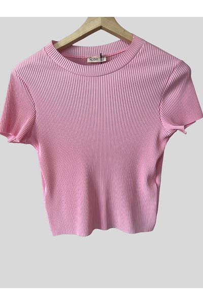 Robin Ribbed Zigzag Patterned T-Shirt