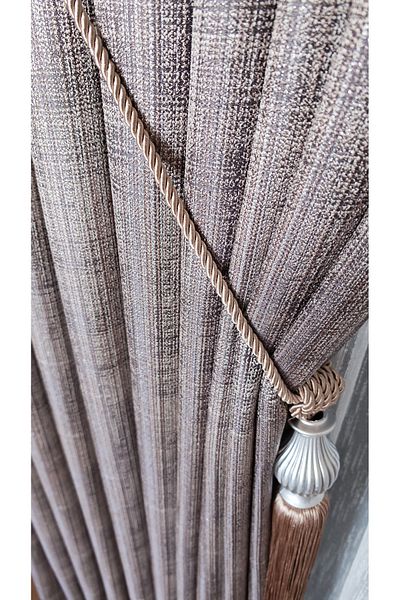 Yuka Linen Textured Gray Lurex Multicolor Smoked Panel Background Curtain Heavy Weight Single Wing Frequently Pleated