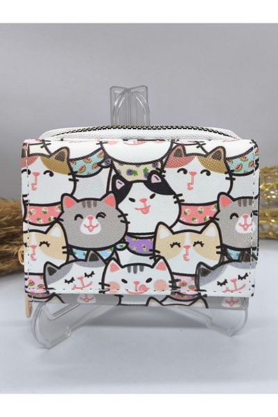 Ece Takı Aksesuar Patterned Paper Children's Small Size Wallet with Money and Coin Compartments