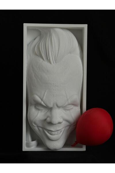 Korku Temalı Dekoratif Kitaplık Süsü - IT (Pennywise) - Kırmızı Balon Detaylı