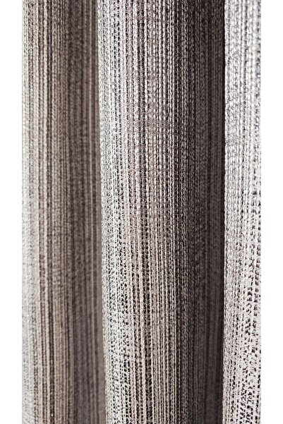 Yuka Λινάρι με υφή Γκρι Lurex Πολύχρωμο Γκρι Μαύρο Πάνελ Κουρτίνα Βαρύ Βάρος Μονόφυλλο Σφιχτά Πλισέ