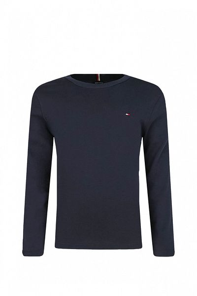Tommy Hilfiger Bluza copii Tommy Hilfiger Essential Solid Rib Bleumarin 176 CM