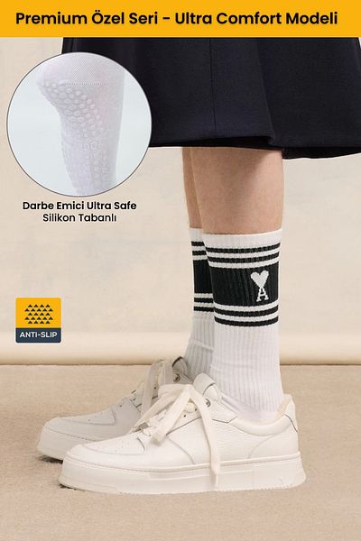 Dore Premium Unisex Pilates και κάλτσες γιόγκα λευκές με αντιολισθητικές σόλες 1 ζευγάρι