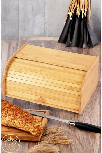 ENYAZA(2024) Bamboo Bread Cabinet Bread Box Retractable Bamboo Bread Bowl Bread Storage Box