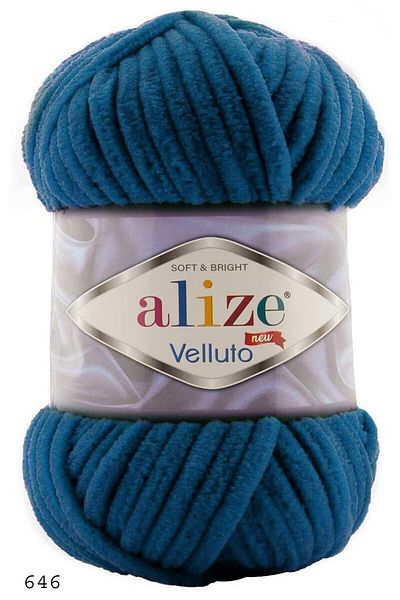 Alize Velluto 646 Μπλε κουβέρτα με νήμα γιλέκο ζακέτα πουλόβερ Κασκόλ Beanie νήμα πλεξίματος στο χέρι