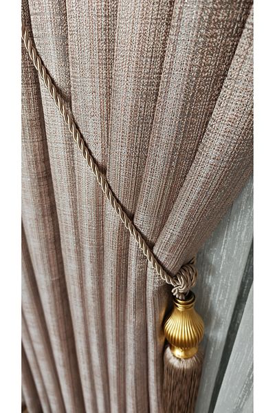 Yuka Linen Textured Gray Lurex Multicolor Mink Gray Panel Background Curtain Heavy Weight Single Wing Frequently Pleated