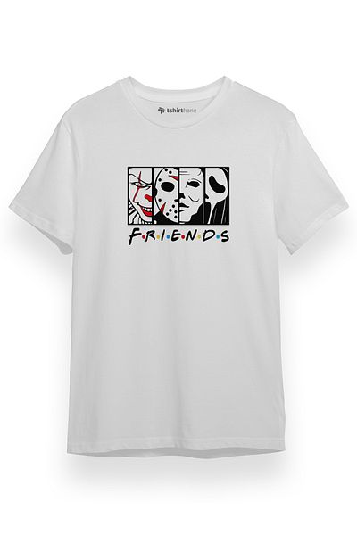 Tshirthane Ανδρικό μπλουζάκι με κοντομάνικο λευκό φίλο του χαρακτήρα του τρόμου