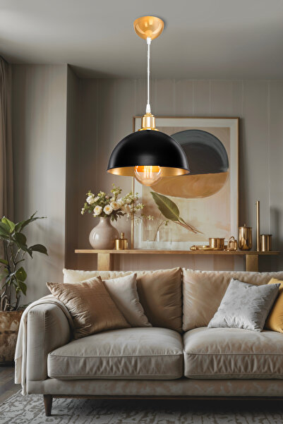 AG LightDesign Siyah Sarkıt Avize Yatak Odası Salon Mutfak Koridor Lamba İçi Gold