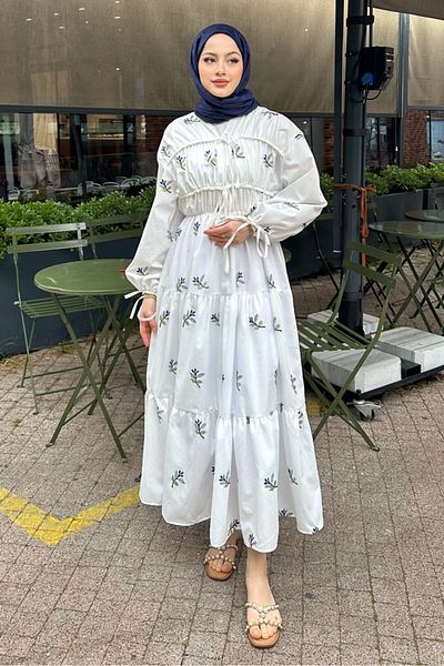 Ovn. Floral Patterned Bias Dress - Ecru
