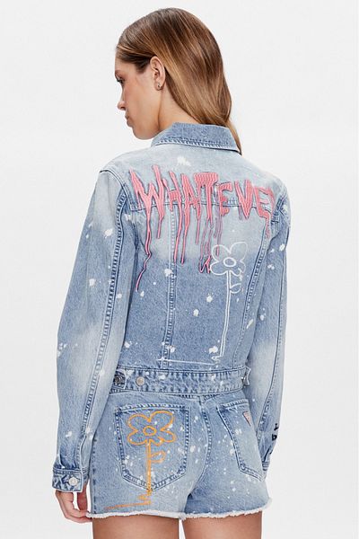 Guess Guess Stevie Denim Jacket W3GN45 White/Light Blue 2XL INTL