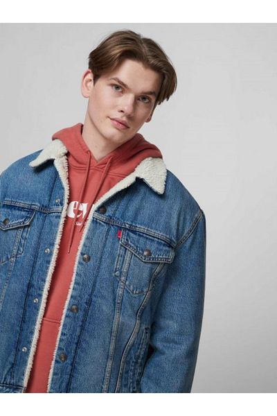Levi's Jacheta din denim cu captuseala de blana shearling sintetica Albastru deschis 2XL INTL