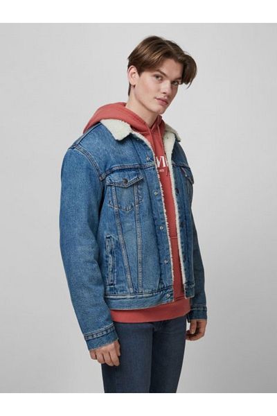 Levi's Jacheta din denim cu captuseala de blana shearling sintetica Albastru deschis 2XL INTL