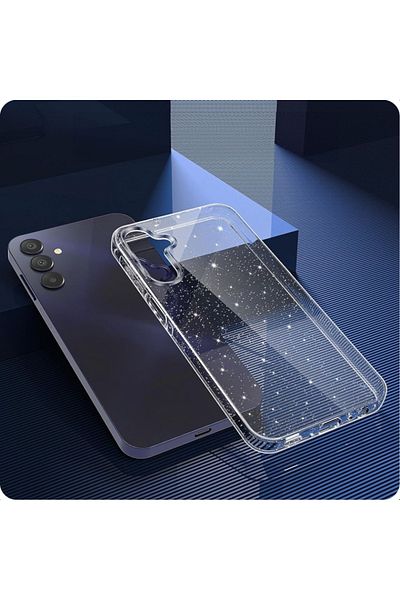 SKYDDAR INNOVATION Carcasă pentru Samsung Galaxy A15, strălucitoare, silicon TPU cu sclipici, transparentă, set cu autocolant