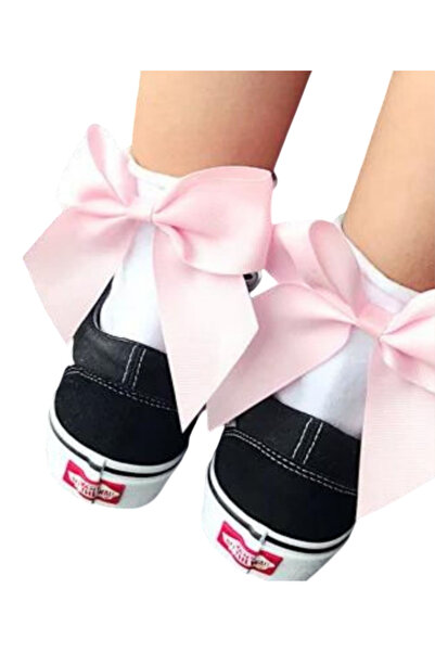 asilsen Asil Pembe Fiyonklu Kadın Beyaz Bambu Soket Çorap