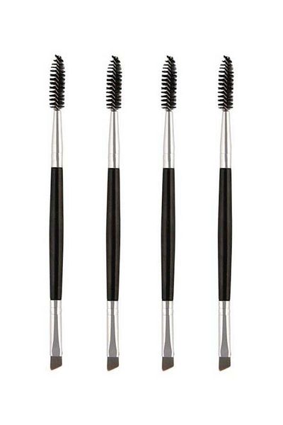 real beauty Dual-Head Makeup Brush Set of 4 Pieces Black/Silver
