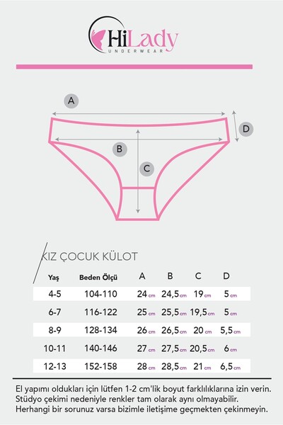 Hilady Kız Çocuk Külot, 10'lu Paket, Pamuklu Soft Renkler, Kız Çocuk Külot