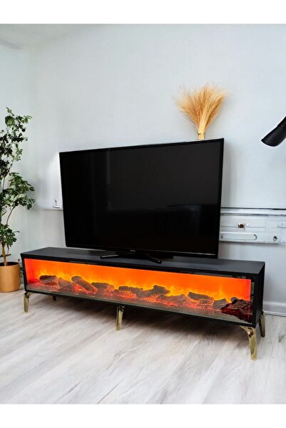 MeGulart TV Sehpa Ünitesi Şömineli ANTRASİT Renkli