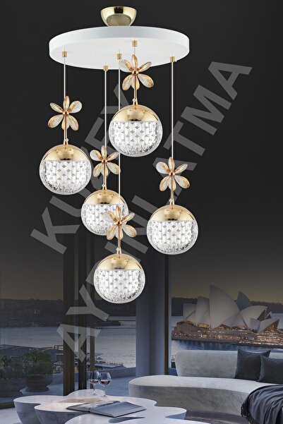 KUZEY AYDINLATMA Roma 5li Kumandalı Beyaz 3 Renk Ledl Modern Aydınlatma