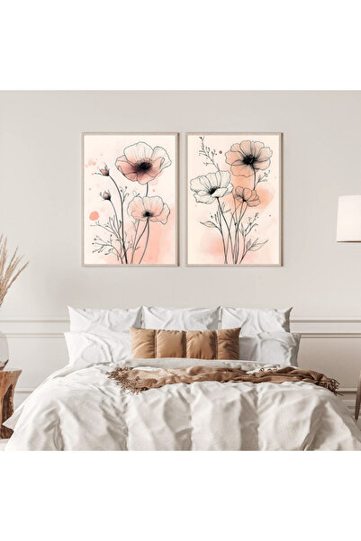 woodhomeworks Ahşap 2'li Çerçeveli Soyut Dekoratif Tablo Qmmt35