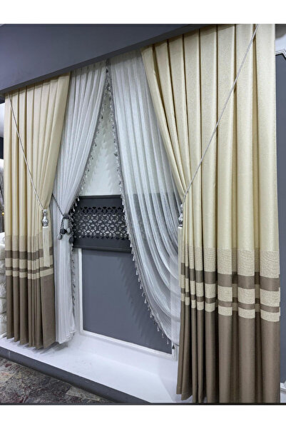 Koral Pano Fon Perde ( 2 kanat ) /Sık Pile /Yeni Sezon /bej,kahva renk tonlar...