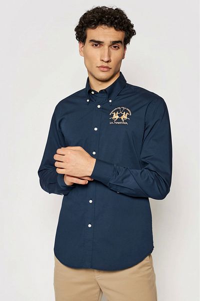 La Martina Camasa La Martina regular fit cu logo brodat CCMC01 Bleumarin XL INTL