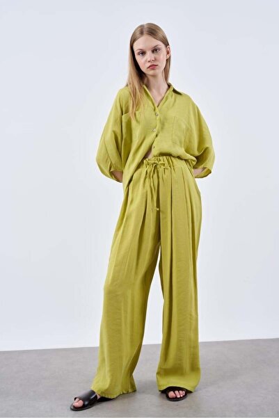 NEW JOURNAL بنطلون نسائي من مودال ناعم ذو ملمس ناعم وحزام مطاطي برباط Njprten...