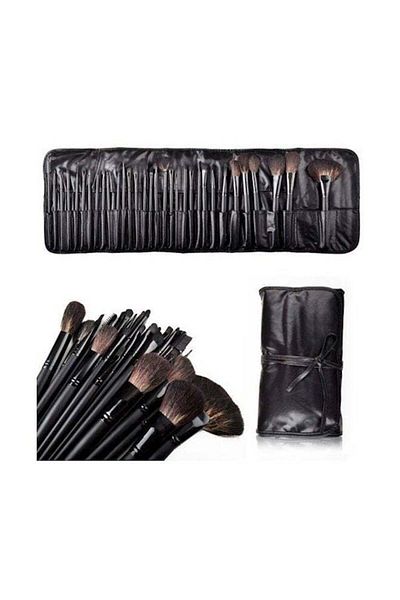 unbranded 32-Piece Makeup Brush Set with Case - Black