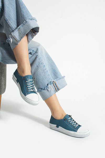 Getcho Pantofi casual de damă Endesa din piele naturală albastru denim
