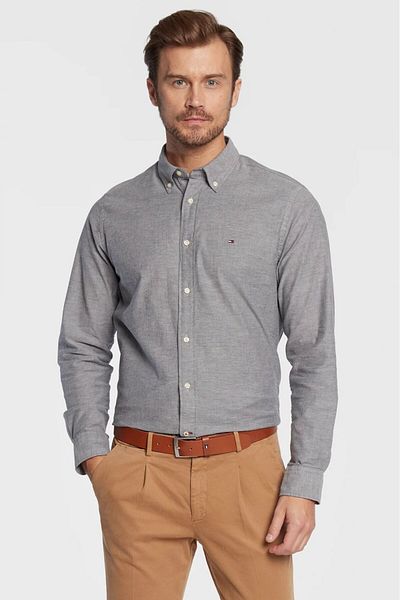Tommy Hilfiger Camasa barbati Tommy Hilfiger Oxford MW0MW25037 Gri XL INTL