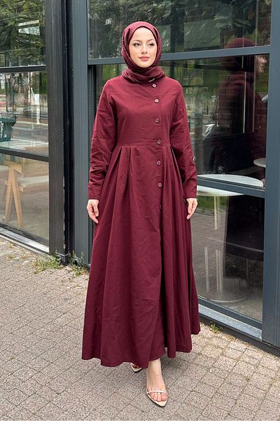 Ovn. Tiara Buttoned Dress - Burgundy