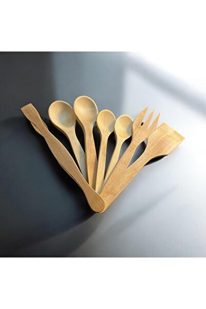 YTA collection Yta Wooden Spoon Set – 8 Pieces, Natural Beaamber Wood with Stand