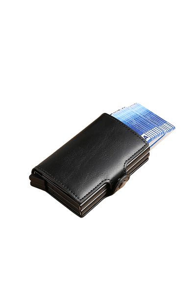 OEM Portofel carduri, RFID, XL, negru elegant, din piele ecologica, Potrivit pentru 10-14 carduri