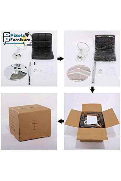 PixelsFurniture Pixel Furniture Adjustable Bar Stool Modern Design Swivel Leather Back and Footrest