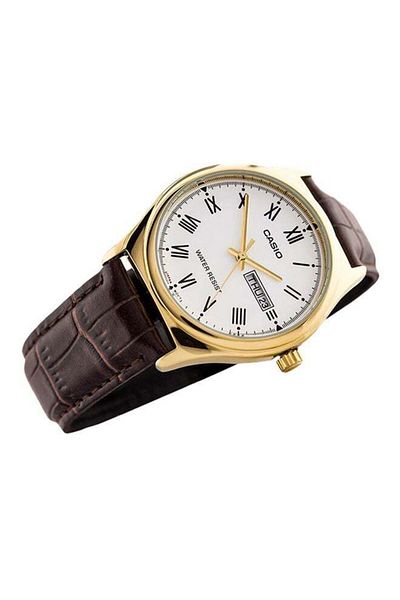 Casio Men's Leather Analog Watch MTP-V006GL-7B - 38 mm - Brown