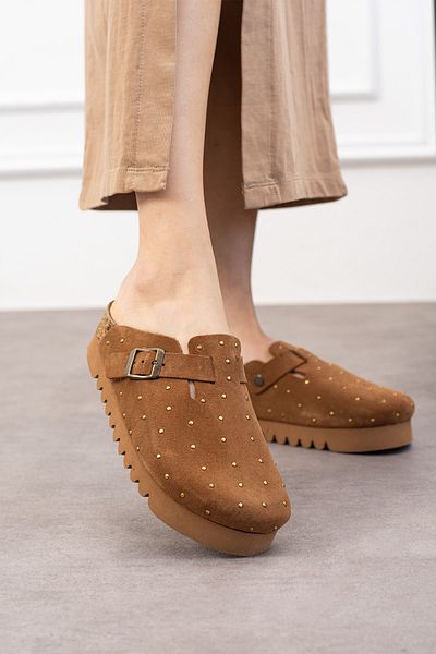 Uniqueqoop Oslo Genuine Leather Cork Sole Dropped Orthopedic High Eva Women's Slippers