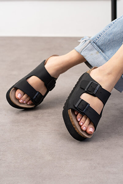 Uniqueqoop Tokyo Genuine Leather Cork Sole Orthopedic High Eva Women's Slippers