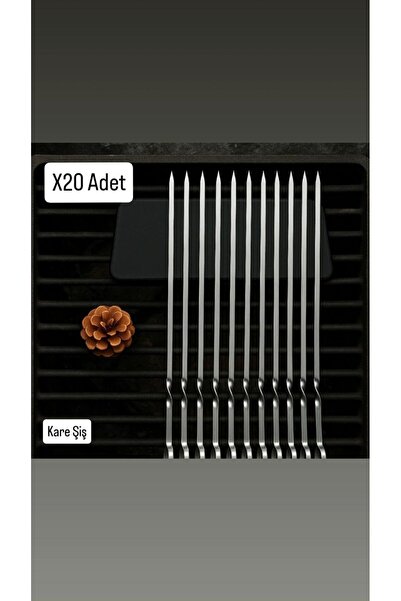 Metler 50 Cm Paslanmaz Kare Mangal Şiş Seti,et,ciğer,kuşbaşı Şişi Dayanıklı Ş...