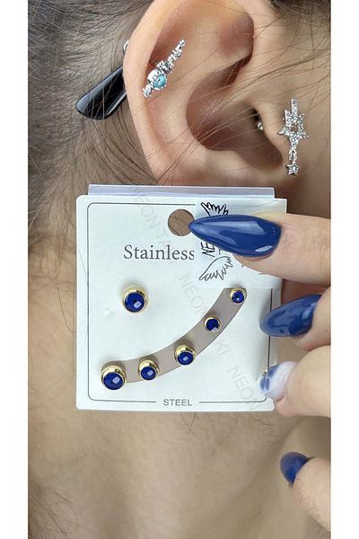 Neon Takı by Atalay Receptivity Sticker, Stainless Steel Earrings and Gold Color Case