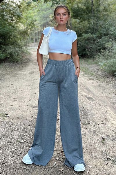 bacc Women's Anthracite High Waist Elastic Waist Trousers Bcbsk-25700-3511