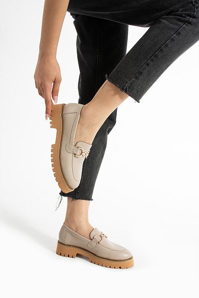 Getcho Pantofi de damă Alaba din piele naturală Stone Loafer