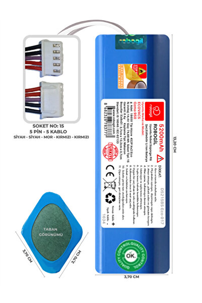 Ecovacs Ozmo 950 5200mah Pili Uyumlu Robot Süpürge Bataryası D5215bs-eco-017