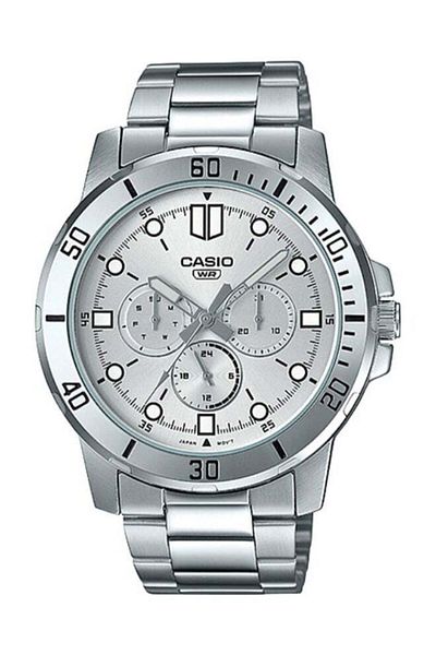 Casio Men's Stainless Steel Round Shape Analog Watch MTP-VD300D-7EUDF - 45 mm - Silver