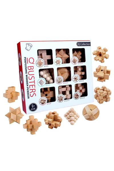 OEM Set of 9 Wooden Puzzles, Kongming, 4.5 x 4.5 cm, 6 years+, own design and difficulty levels